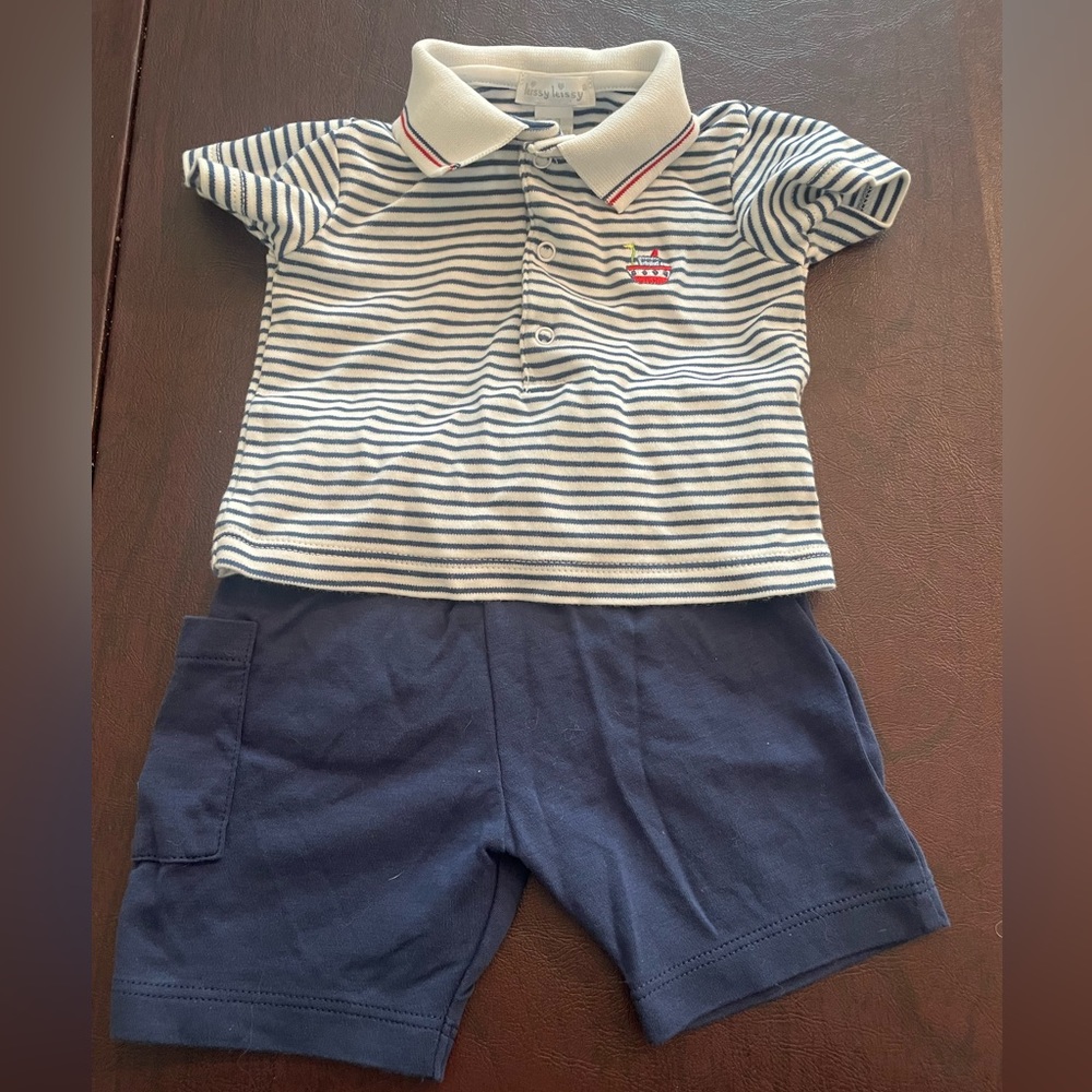 EUC Kissy Kissy boys 0-3 months Sailing Set